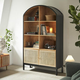 Wabi-Sabi Rattan Wood Display Bookcase