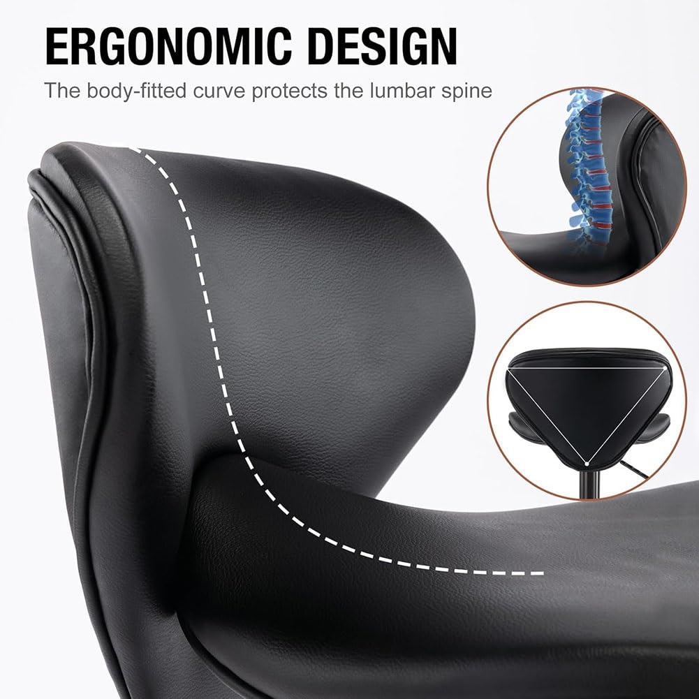 Etlegor Adjustable Swivel Barstools Bar Chair, Modern Counter Height Bar Stools with Back and Footrest Faux Leather Upholstered for Kitchen, Bar, Dining Room