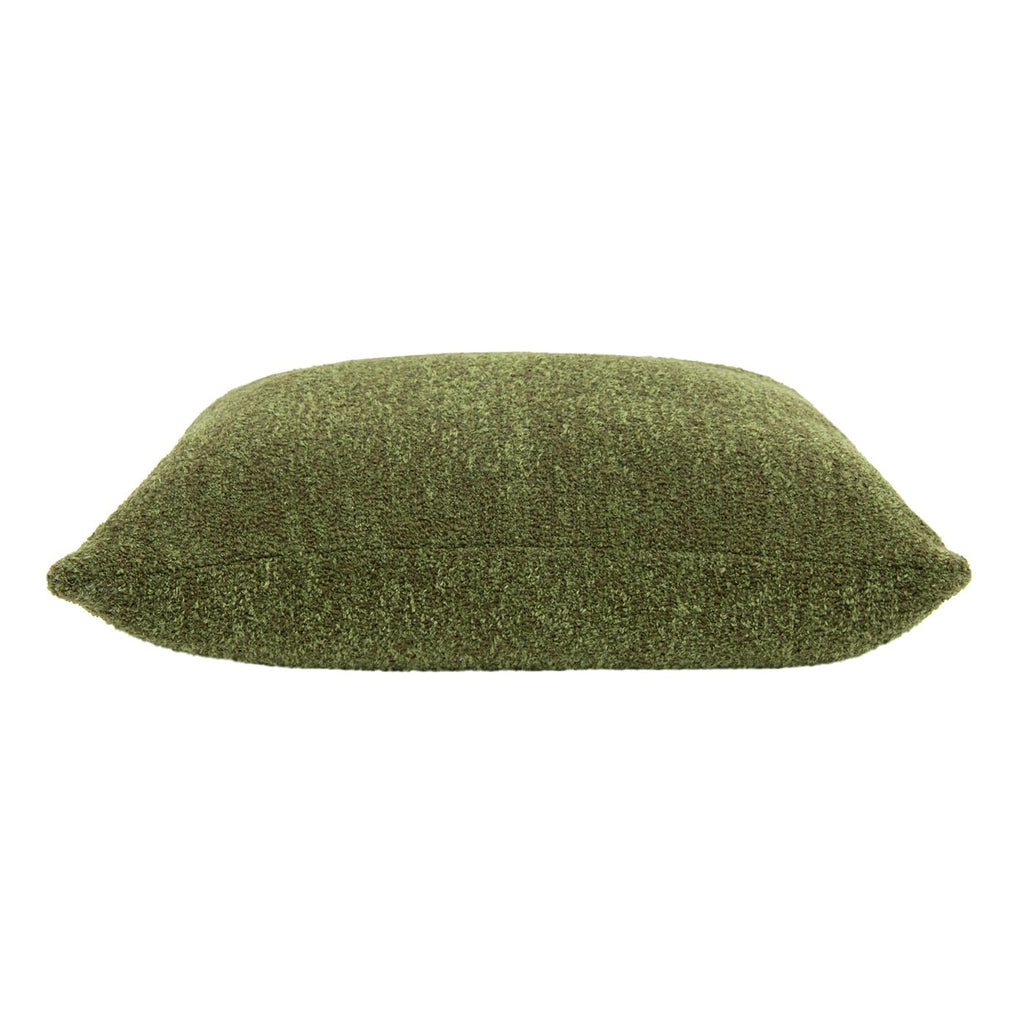 20" Square Accent Throw Pillow Cover with Feather Insert, Moss Green Boucle
