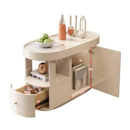 Cream Mobile Side Table Storage Cabinet