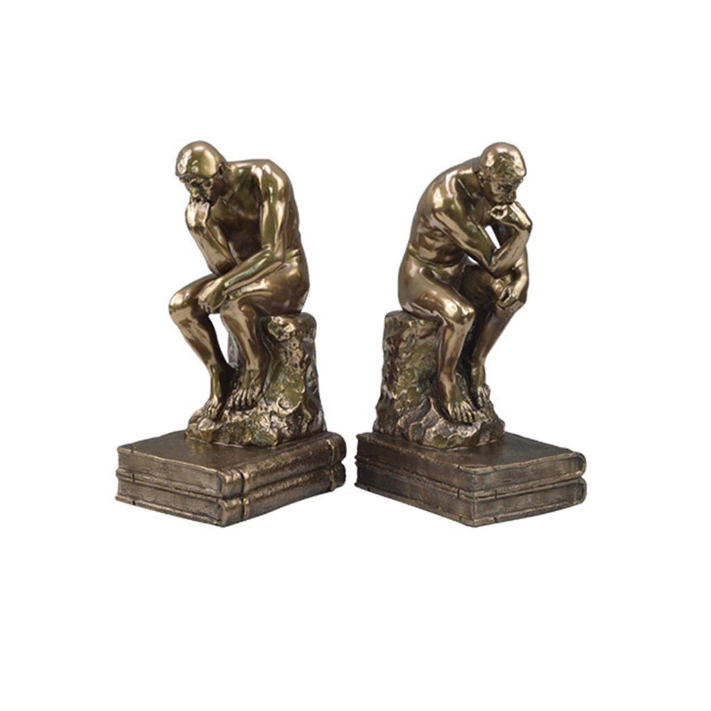 Thinker Bookends Set, 2 Pieces Decorative Resin Book Ends for Home, Office, Library, Study Room