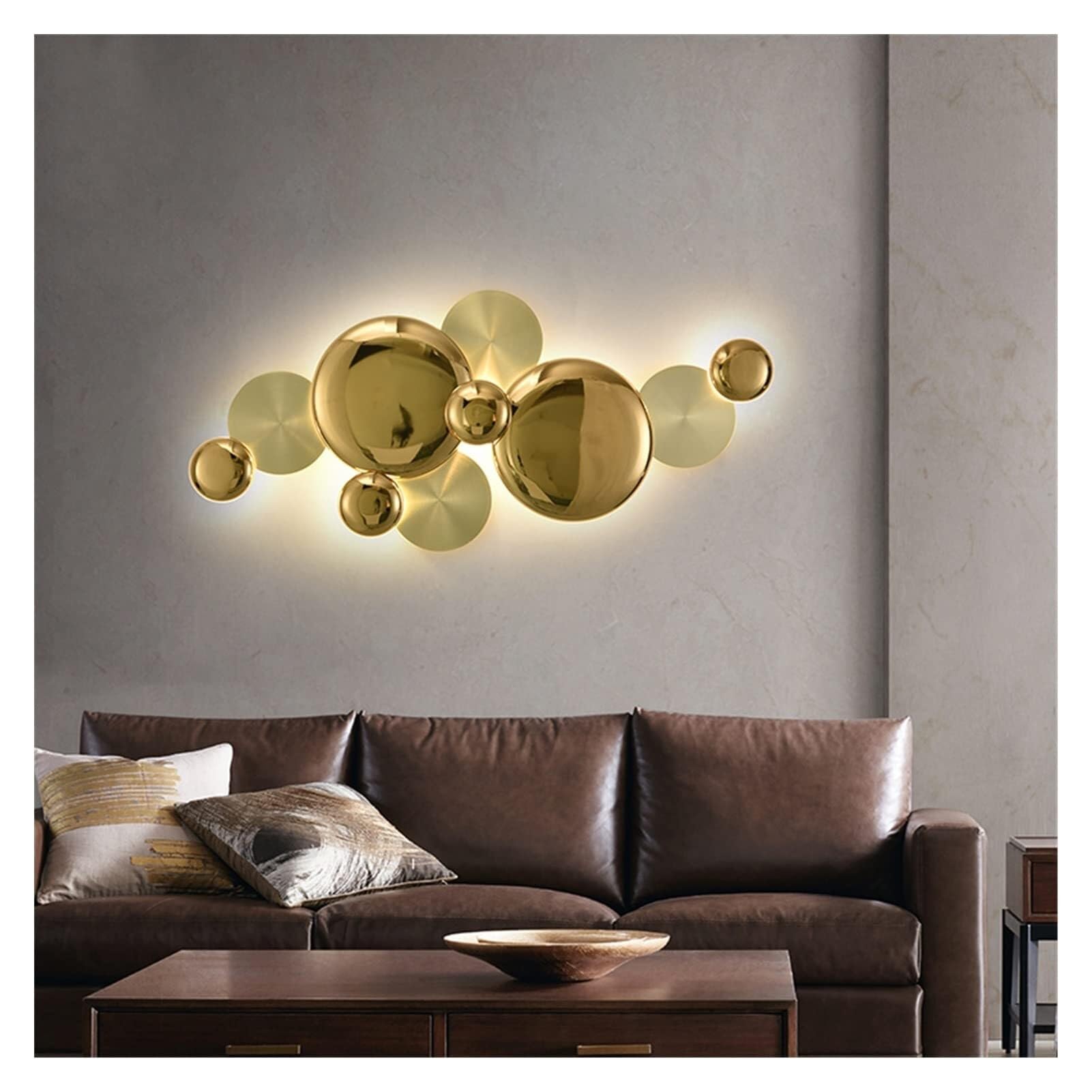 Wall lamp, Copper Lustre Wall Light Modern - Wall Sconce Gold Lotus Leaf Bedside Lamp Indoor Compatible with Wall Decoration Lighting,Pendant Ceiling Light Fixtures