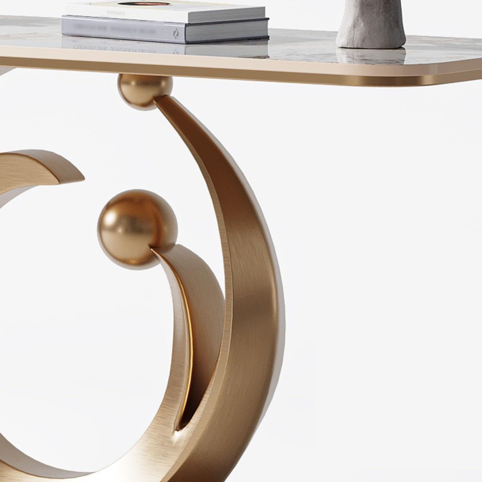 Home Modern Entryway Table with Faux Marble Top and Metal Base, Featuring Induction Light - Console Table for Narrow Spaces Behind Couch