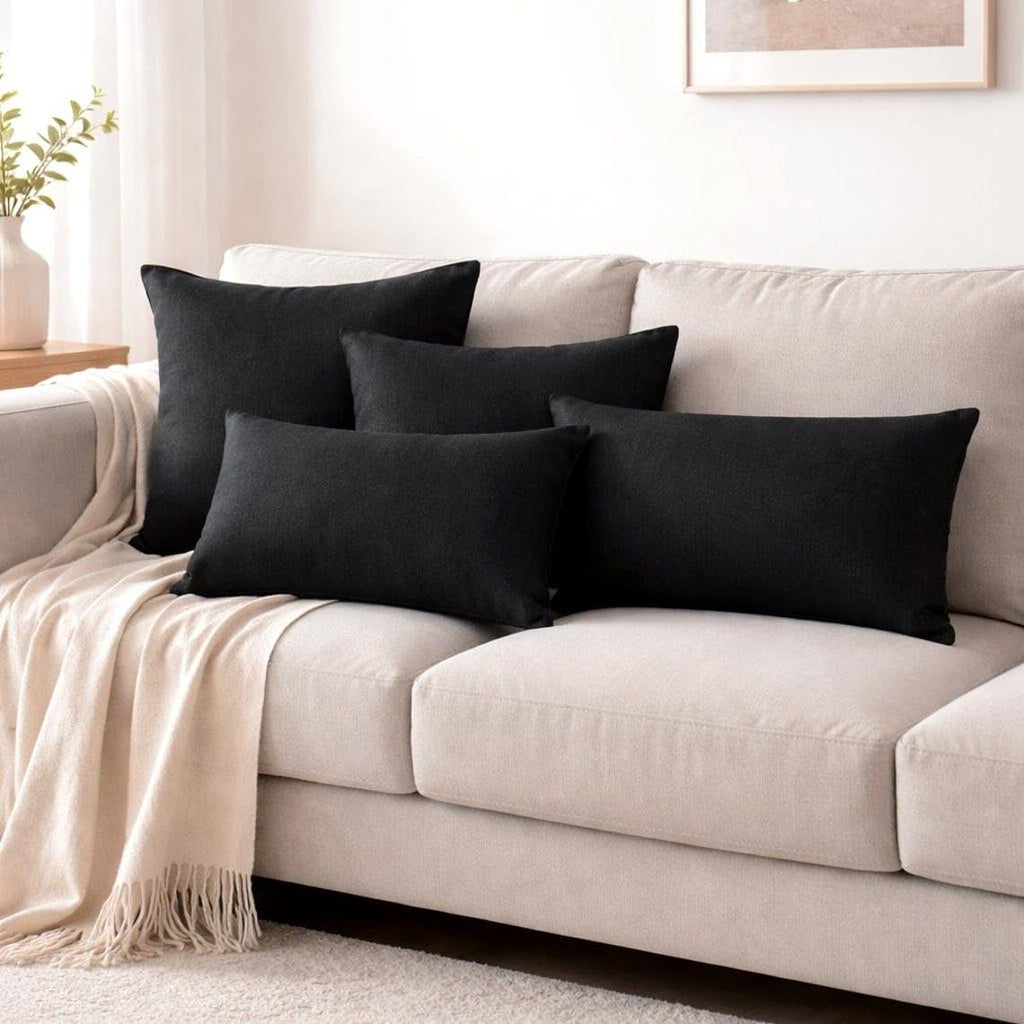 The HomeCentric Pack of 2 Decorative Thow Pillow Cover Solid, Textured Multi-Colors Linens Collection