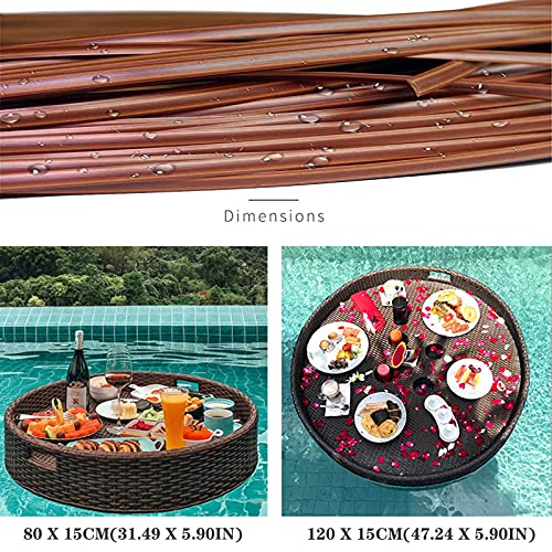 ERoomQ Round Serving Tray with Handle Pool Floating Breakfast Serving Trays Sturdy Food Tray Waterproof Butler Tray for Breakfast Tea Platters Parties Wedding Photography