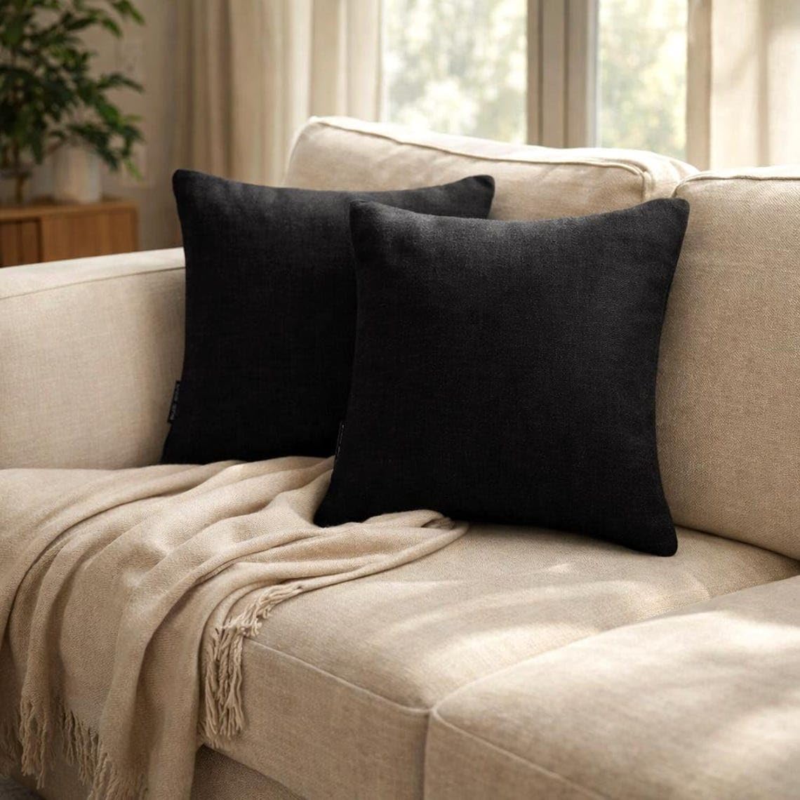 The HomeCentric Pack of 2 Decorative Thow Pillow Cover Solid, Textured Multi-Colors Linens Collection