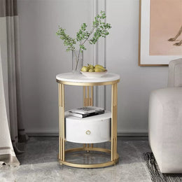 Round Marble Bedside Accent Table