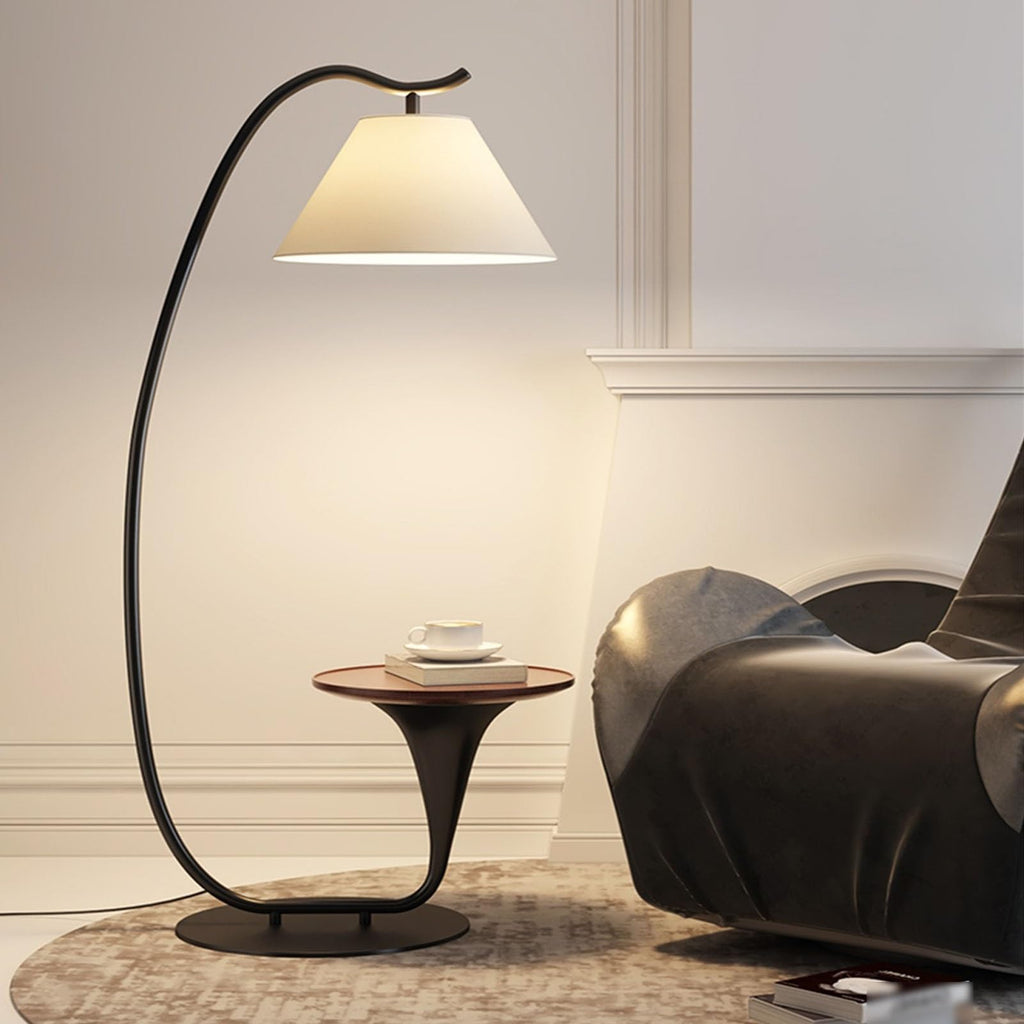 YUHUAWF Floor Lamps Table & Lamp Combo with LED Bulb, Bedside Reading, Modern Wood End with Floor for Bedroom, Living Room, Office Standing Light