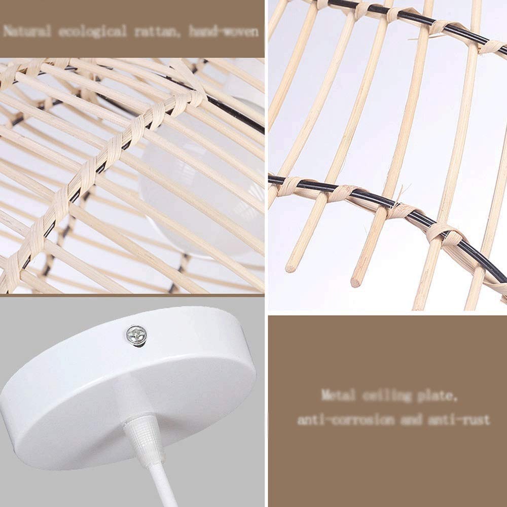 Handmade Ball Pendant Lamp Rattan Art Woven E27 Modern Study Bedroom Lighting Creative Restaurant Bar Cafe Ceiling Decoration Pendant Light Fixtures (B B)