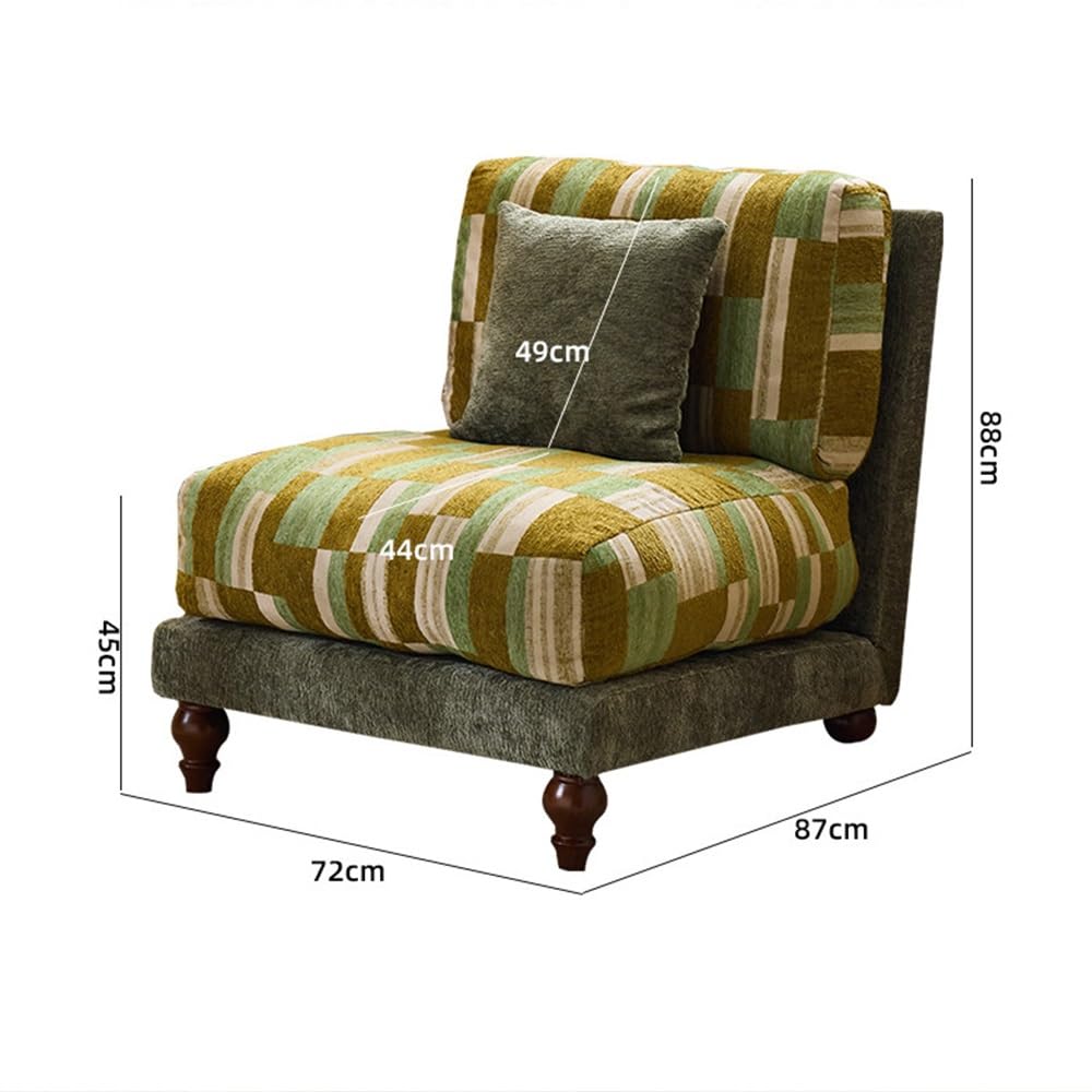 JOSOGO Armless Accent Chair, Striped Fabric Slipper for Living Room Vintage Upholstered, Mid-Century for Bedroom Retro(D)
