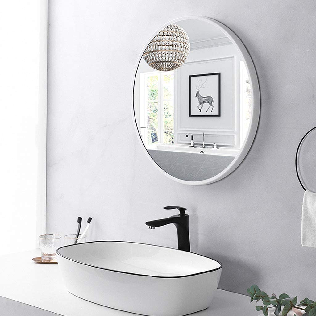 Bathroom Mirror Makeup Mirror Round Decor Mirror Bathroom Makeup Shaving Home Living Room Bedroom Hallway Metal Iron Frame 19.7 inches | 23.6 inches | 27.5 inches | 31.5 inches (White 70 cm)