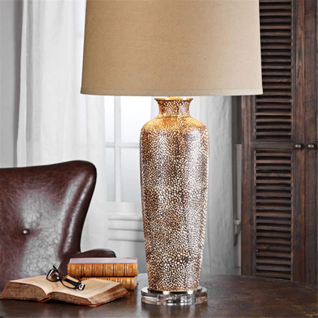 Ceramic Living Room Table Lamp Model Room Romantic Warm Lamp Bedroom Bedside Lamp Hotel Study Decoration (Colour: Remote Control Size: 33 x 65 cm) (Power Switch Button 33 x 65 cm)