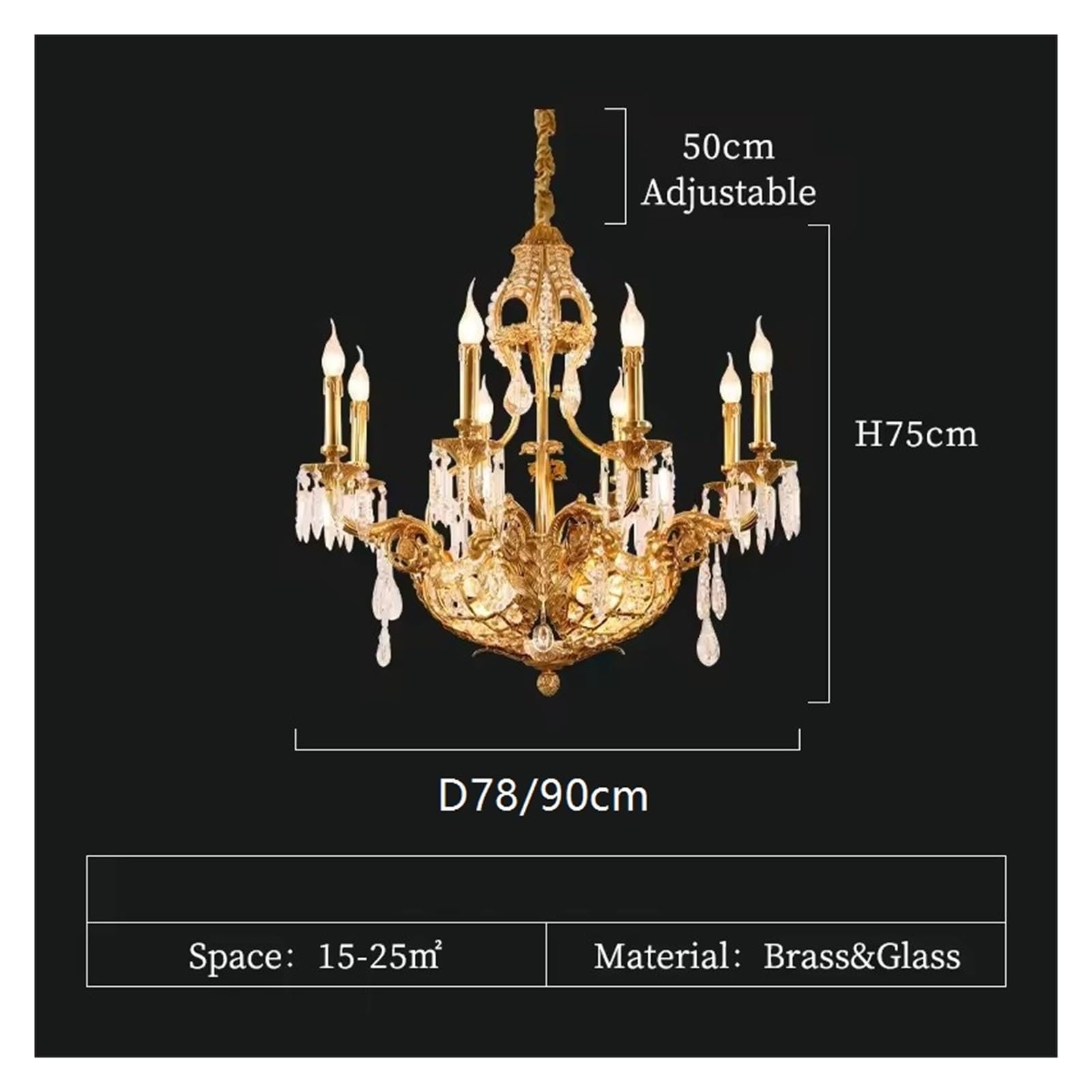 French Copper Chandeliers Decoration Living Dinning Room Dome Foyer European Gold Brass Crystal Pendant Light,Modern Lighting