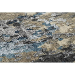 Noble Beige Gray Blue Hand Knotted Rug 10x14