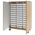 HomeStock Tall Tray Storage Cabinet - Mobile Rolling Cart with Locking Doors - 67" Height - Home Organization