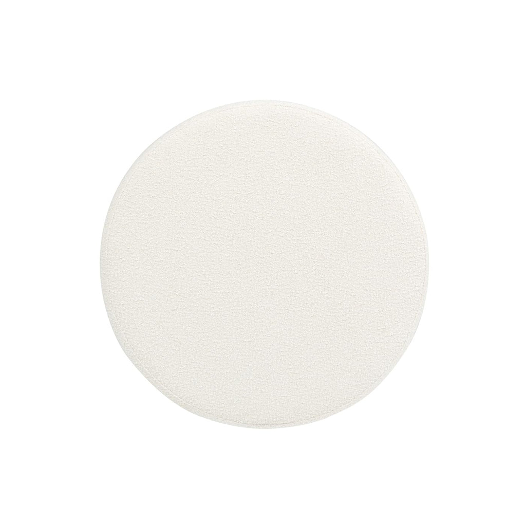 36" Round Upholstered Storage Cocktail Ottoman, Ivory White Boucle