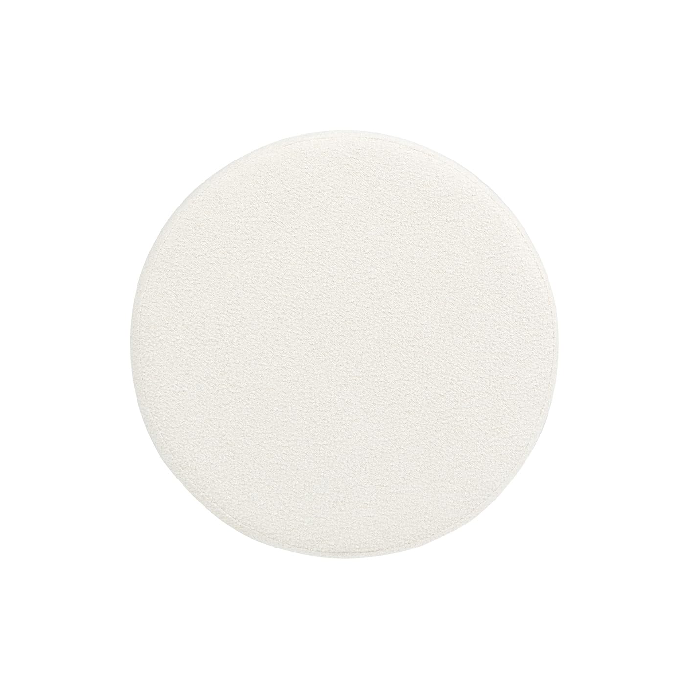 36" Round Upholstered Storage Cocktail Ottoman, Ivory White Boucle