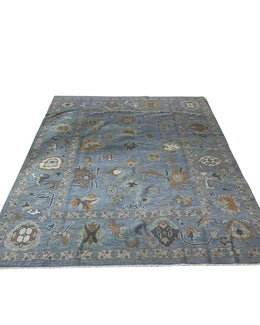 Grey Oushk Hand Knotted Wool Area Rug