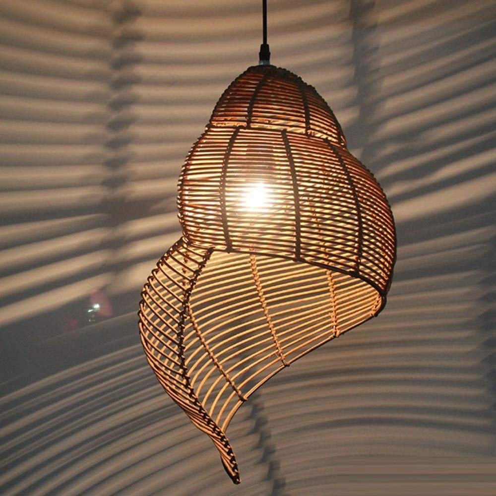 Handmade Ball Pendant Lamp Rattan Art Woven E27 Modern Study Bedroom Lighting Creative Restaurant Bar Cafe Ceiling Decoration Pendant Light Fixtures (B B)