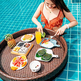 Round Waterproof Serving Tray with Handles