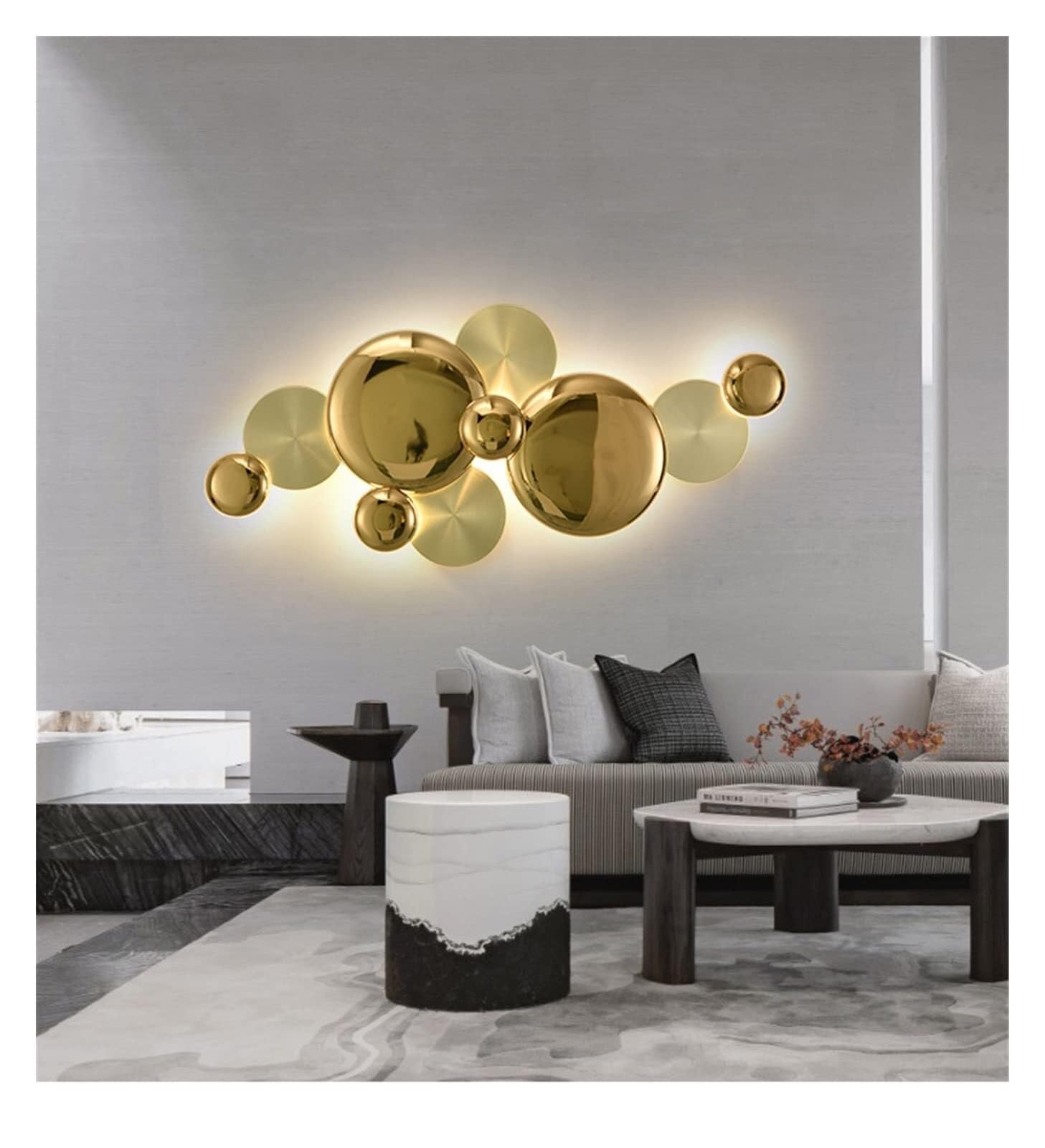 Wall lamp, Copper Lustre Wall Light Modern - Wall Sconce Gold Lotus Leaf Bedside Lamp Indoor Compatible with Wall Decoration Lighting,Pendant Ceiling Light Fixtures