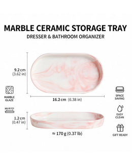 Oval Ceramic Vanity Tray for Makeup & Trinkets