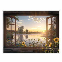 Sunflower Landscape Natural Canvas Wall Art