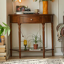 Narrow Rustic Solid Wood Entryway Cabinet