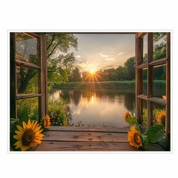 Sunflower Landscape Natural Canvas Wall Art
