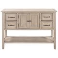 43'' Modern Console Table Sofa Table End Table for Living Room with 4 Drawers, 1 Cabinet and 1 Shelf