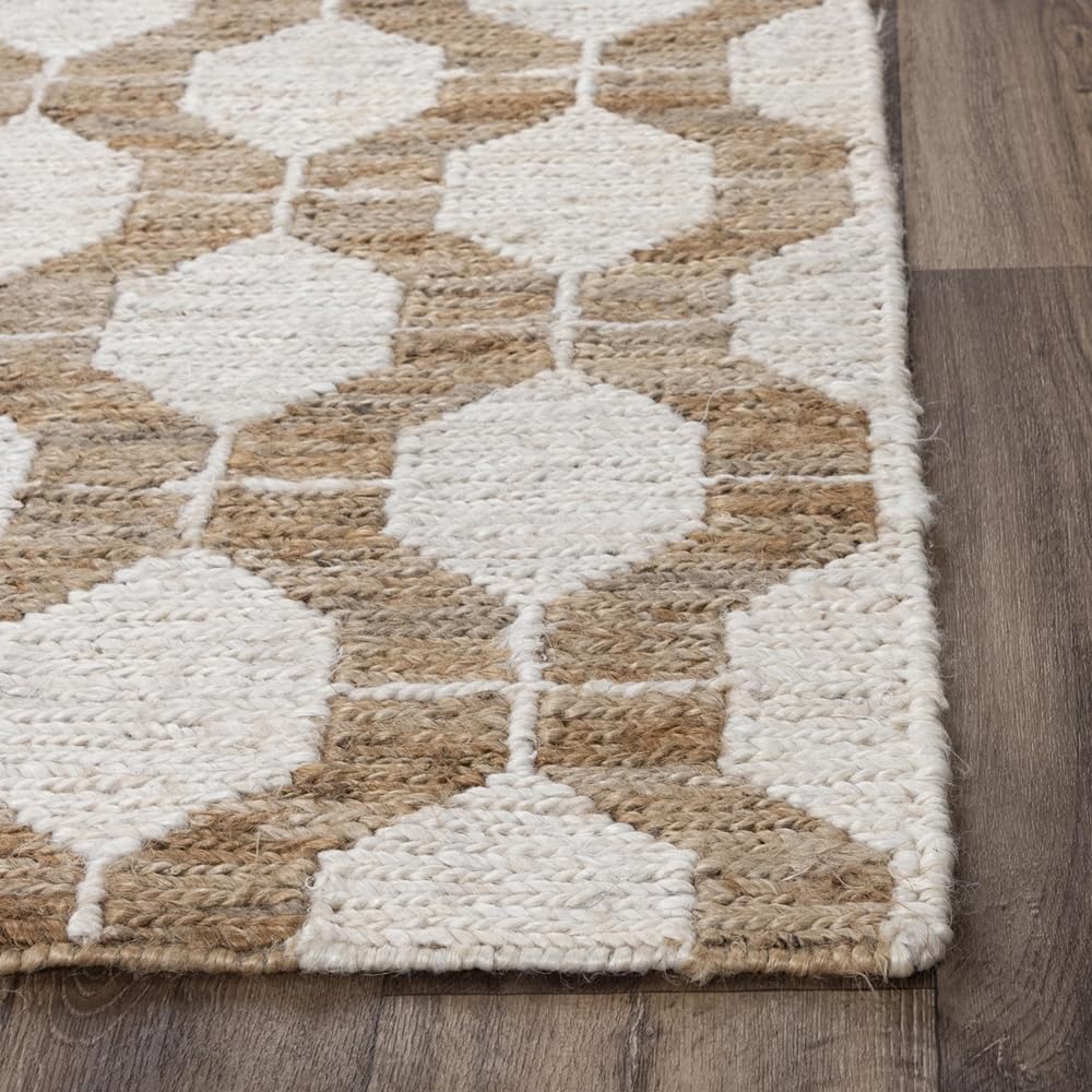 Woven Trends Royal - BNL943 - Contemporary/Modern Style, Geometric Pattern, Pet & Family Friendly, Living Room, Dining Room, Office, Low Pile Hand Made Jute Area Rug in Natural