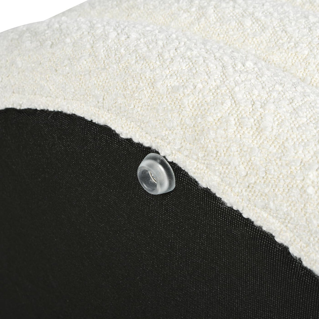 36" Round Upholstered Storage Cocktail Ottoman, Ivory White Boucle
