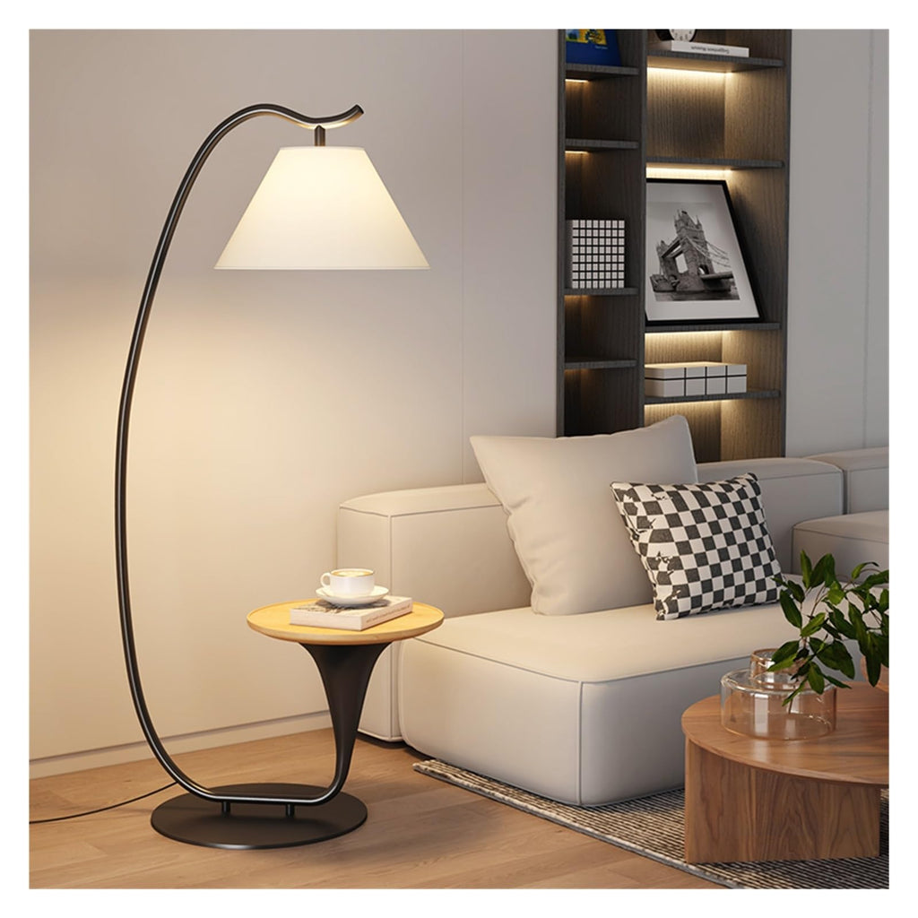 YUHUAWF Floor Lamps Table & Lamp Combo with LED Bulb, Bedside Reading, Modern Wood End with Floor for Bedroom, Living Room, Office Standing Light