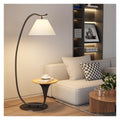 YUHUAWF Floor Lamps Table & Lamp Combo with LED Bulb, Bedside Reading, Modern Wood End with Floor for Bedroom, Living Room, Office Standing Light