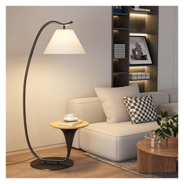 Wood End Table Floor Lamp with LED Bulb