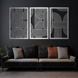 3pcs Abstract Metal Wall Art, Line Decor, Geometric, Large, Modern, for Living Room, Bedroom