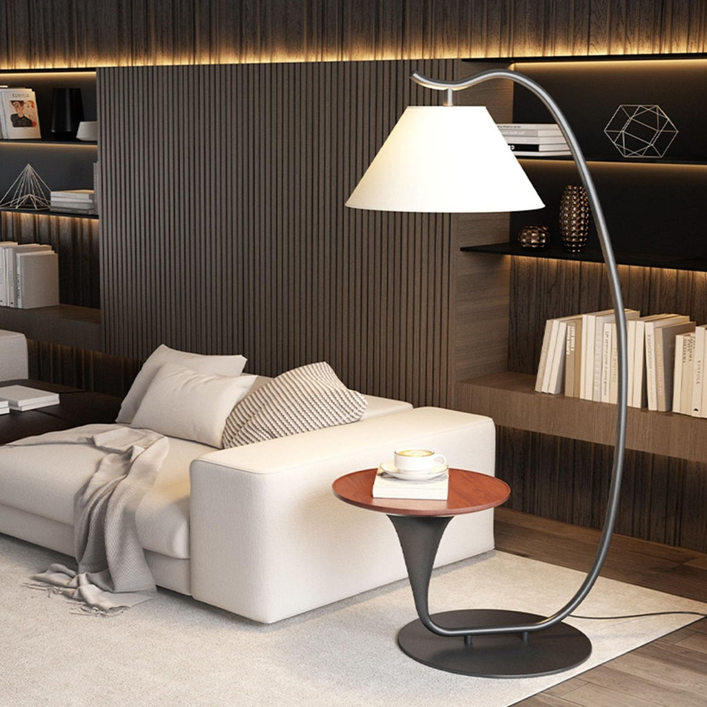YUHUAWF Floor Lamps Table & Lamp Combo with LED Bulb, Bedside Reading, Modern Wood End with Floor for Bedroom, Living Room, Office Standing Light