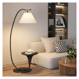 Wood End Table Floor Lamp with LED Bulb