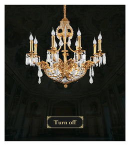 French Gold Brass Crystal Pendant Light