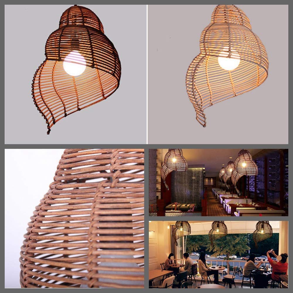 Handmade Ball Pendant Lamp Rattan Art Woven E27 Modern Study Bedroom Lighting Creative Restaurant Bar Cafe Ceiling Decoration Pendant Light Fixtures (B B)