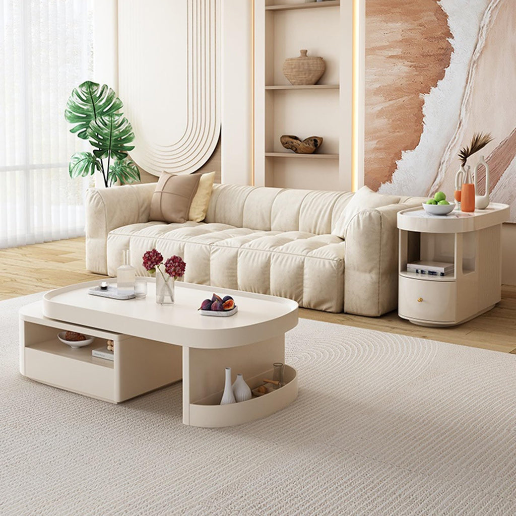 XJOYSL7921 Storage Cabinet Sofa Sideboard Side Table Cream Style Slate Corner Table Trolley Storage Side Table Pantry Cabinet Coffee Table