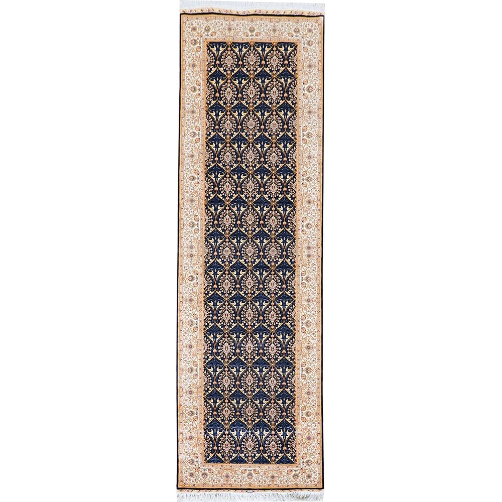 3x10 Blue Handmade Silk Rug Runner Long All Over Carpet Strip TJ576A