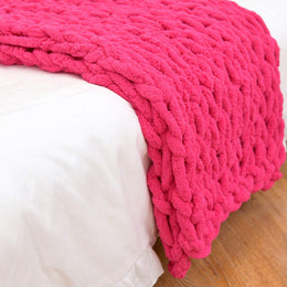 Handmade Chunky Chenille Knit Throw Blanket