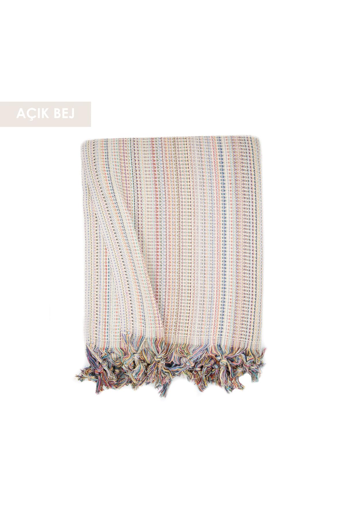 SODEF Asilex Home Woven Throw Blanket 78.7 x 98.4 in 100% Cotton Lightweight Premium Sofa Cover Summer Bedspread with Tassel Details for Living Room Boho Decor Beige - Beige