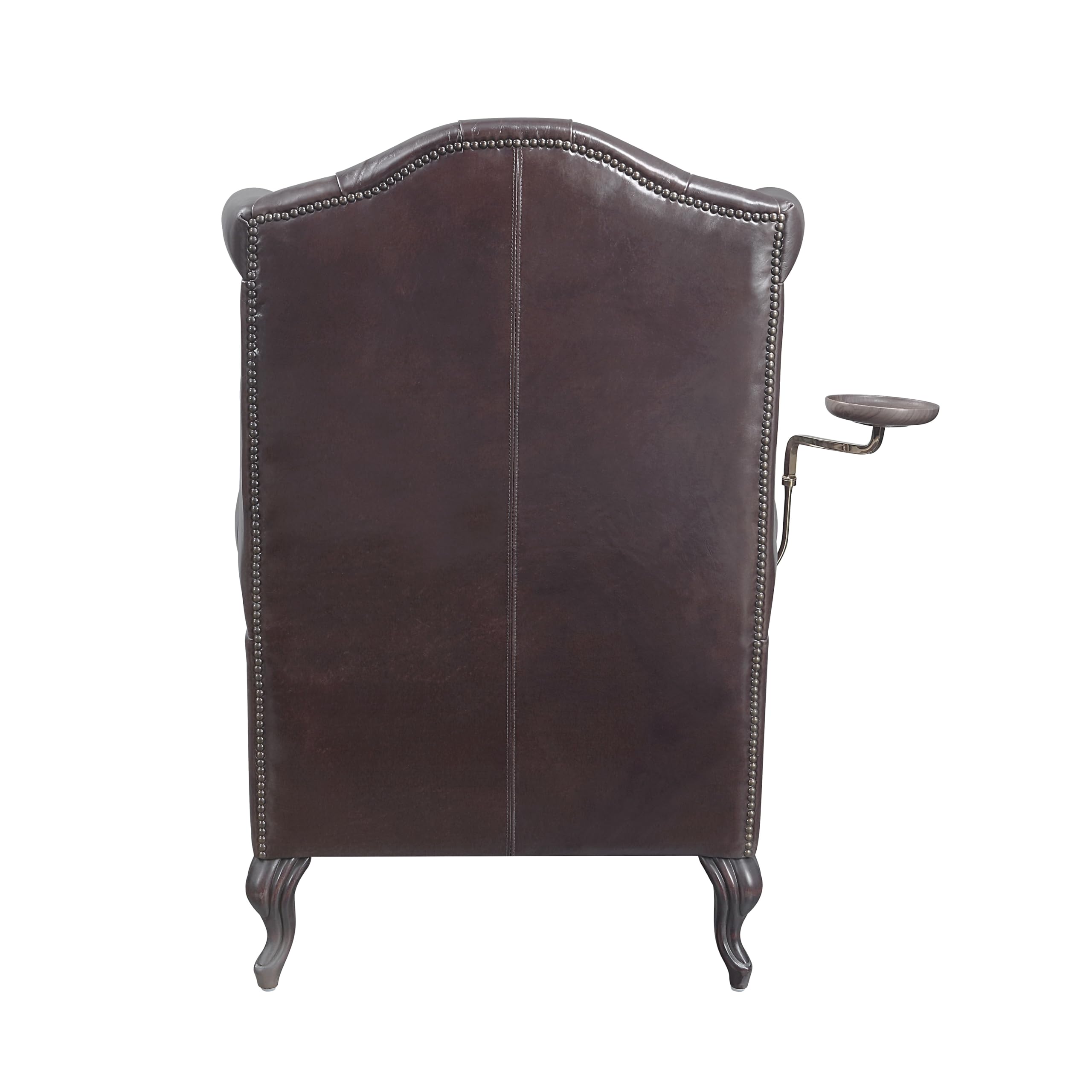 Vintage Brown Leather Accent Chair with 1 Toss Pillow