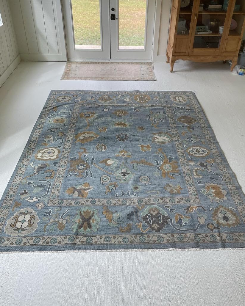 The Artisan Rugs Hand Knotted Wool Area Rug Grey Oushk Style Intricate Aquatic Pattern Soft Cozy Floor Rug Ideal for Home Office Lounge & Hallways
