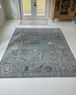 Grey Oushk Hand Knotted Wool Area Rug