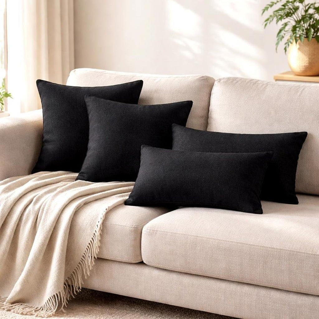 The HomeCentric Pack of 2 Decorative Thow Pillow Cover Solid, Textured Multi-Colors Linens Collection