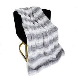 Furever Gray Silver Faux Fur Throw Blanket