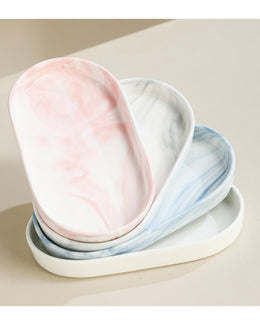 Oval Ceramic Vanity Tray for Makeup & Trinkets